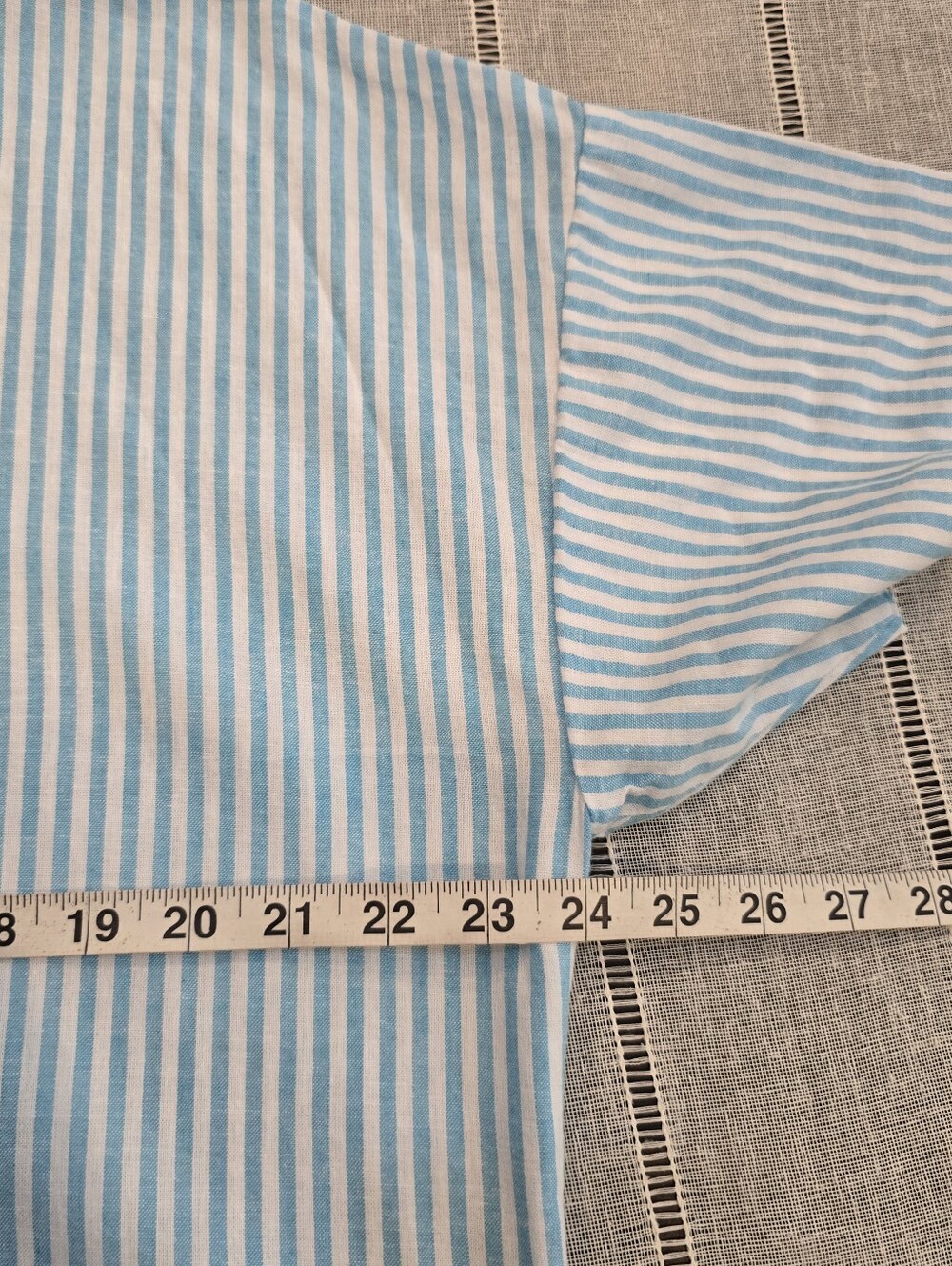 La Relaxed Cotton And Linen Dress Striped Blue/white Size Large - Picture 10 of 11